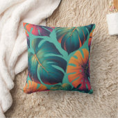 モンステラ熱帯花ボホウォーター色ボタニカ クッション (ブランケット)