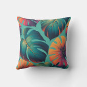 モンステラ熱帯花ボホウォーター色ボタニカ クッション (裏面)