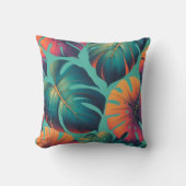 モンステラ熱帯花ボホウォーター色ボタニカ クッション (正面)