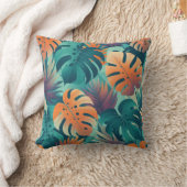モンステラ熱帯花ボホウォーター色ボタニカ クッション (ブランケット)