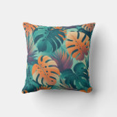 モンステラ熱帯花ボホウォーター色ボタニカ クッション (裏面)