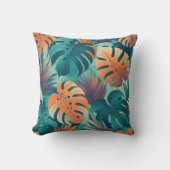 モンステラ熱帯花ボホウォーター色ボタニカ クッション (正面)