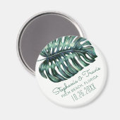 モンステラ葉の熱帯結婚式の日付を保存 マグネット (正面/裏面)