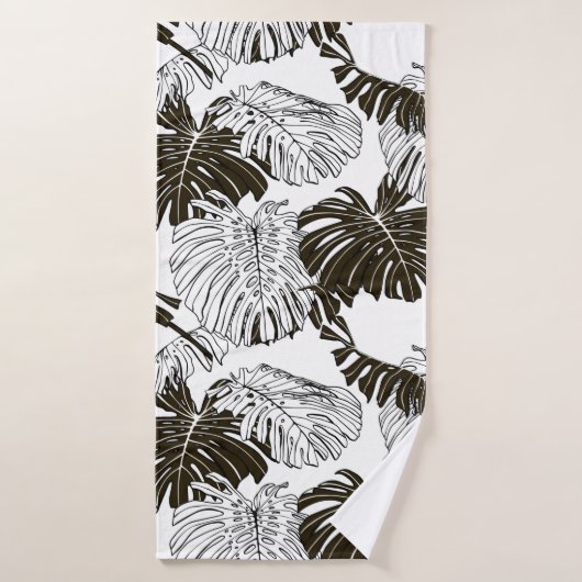 モンステラ葉の継ぎ目なし バスタオル (バスタオル)