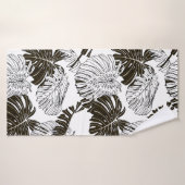 モンステラ葉の継ぎ目なし バスタオル (バスタオル)