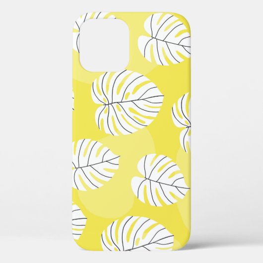 モンステラ葉の、明るい黄色の背景。 Case-Mate iPhoneケース (裏面)