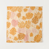 モンステラ葉の：熱帯シルエットシームレス タペストリー (正面(横))