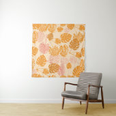 モンステラ葉の：熱帯シルエットシームレス タペストリー (インサイチュ(横))