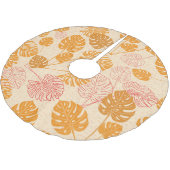 モンステラ葉の:熱帯シルエットシームレス ブラッシュドポリエステルツリースカート (アングル)