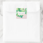 モンステラ葉エコフローラスタイリッシュイラストレーション スクエアシール (バッグ)