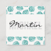 モンステラ葉パターン スクエア名刺 (正面)