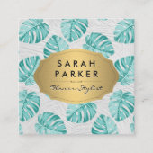 モンステラ葉パターン スクエア名刺 (正面)