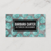 モンステラ葉パターン |レザーテクスチャ 名刺 (正面)