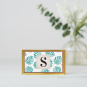 モンステラ葉パターン 名刺 (スタンド正面)