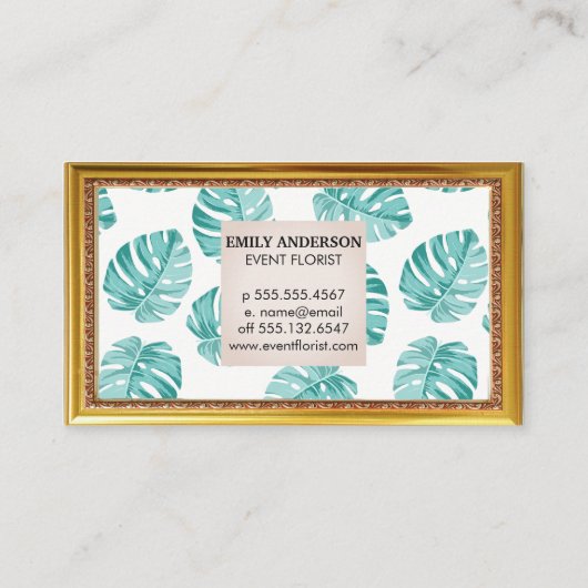 モンステラ葉パターン 名刺 (裏面)