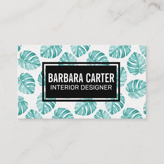 モンステラ葉パターン 名刺 (正面)