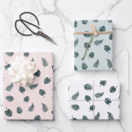 モンステラ葉パームトロピカルパターン ラッピングペーパーシート