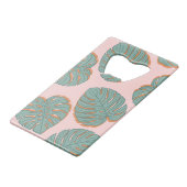 モンステラ葉:熱帯ヴィンテージ模様 クレジットカード栓抜き (裏面アングル)