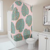 モンステラ葉:熱帯ヴィンテージ模様 シャワーカーテン (インサイチュ)