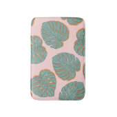 モンステラ葉：熱帯ヴィンテージ模様 バスマット (正面縦)