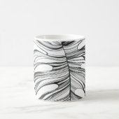 モンステラ葉:熱帯自然元素。 コーヒーマグカップ (中央)