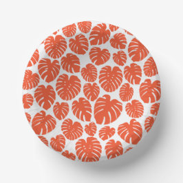 モンステラ語 – オレンジと白 ペーパーボウル