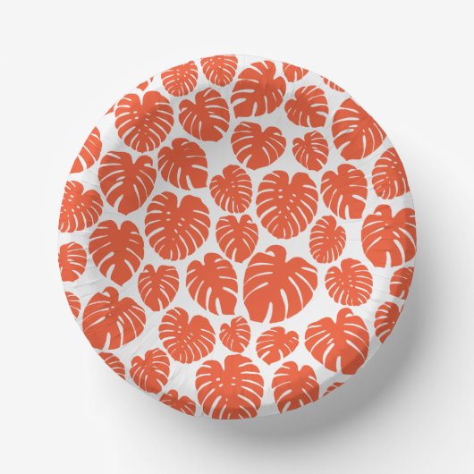 モンステラ語 – オレンジと白 ペーパーボウル (正面)