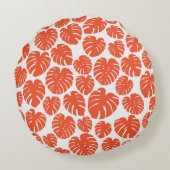 モンステラ語 – オレンジと白 ラウンドクッション (裏面)