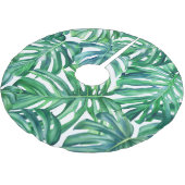 モンステラ離れの:水色ジャングルパターン。 ブラッシュドポリエステルツリースカート (アングル)