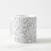 モンステラ離れ白黒パターン コーヒーマグカップ (正面左)
