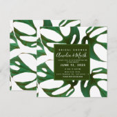 モンステラ アダンソニー 葉 ブライダルシャワー グリーン 招待状 (正面/裏面)