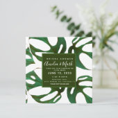 モンステラ アダンソニー 葉 ブライダルシャワー グリーン 招待状 (スタンド正面)