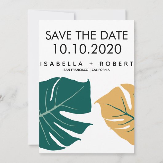 モンステラ イエロー | 結婚式のSave the Date セーブザデート (正面)