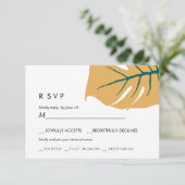 モンステラ イエロー 結婚式出欠返信食事選択 出欠カード (スタンド正面)