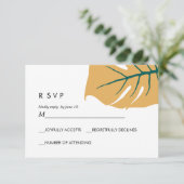 モンステラ | イエロー | 結婚式 返信ハガキ 出欠カード (スタンド正面)