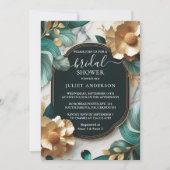 モンステラ エメラルドグリーンとゴールドのブライズシャワー 招待状 (正面)
