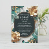 モンステラ エメラルドグリーンとゴールドのブライズシャワー 招待状 (スタンド正面)