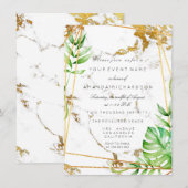 モンステラ ゴールドフレーム グリーン マーブル トロピカル 招待状 (正面/裏面)