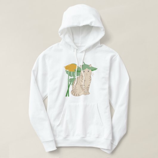 モンステラ デリシオサ 猫 子猫 寝る 植物好き パーカ (デザイン正面)