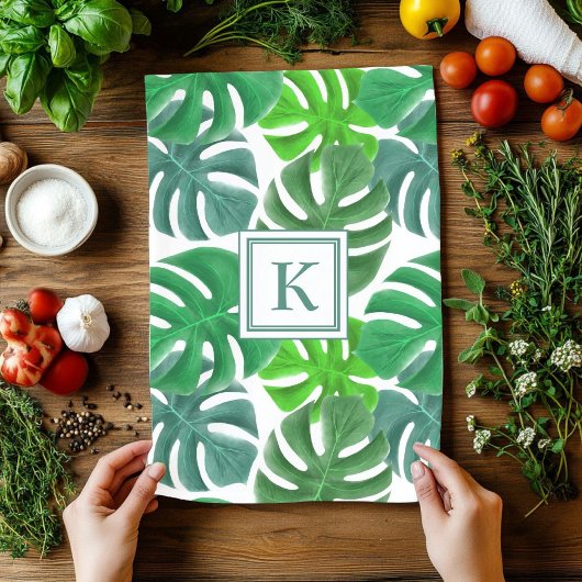 モンステラ・デリシ葉オサパタモノグラムのーン キッチンタオル