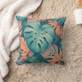 モンステラ トロピカル フラワーズ ボホ 水彩 ボタニカ クッション (ブランケット)