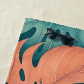 モンステラ トロピカル 水彩 グリーン パーム リーフ ビーチタオル (インサイチュ)