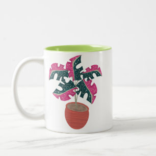 モンステラ ピンクグリーン ツートーンマグカップ
