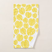 モンステラ – レモンイエローとホワイト バスタオルセット (ハンドタオル)