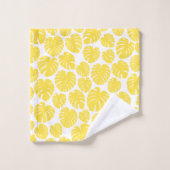 モンステラ – レモンイエローとホワイト バスタオルセット (ウォッシュタオル)