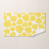 モンステラ – レモンイエローとホワイト バスタオルセット (ハンドタオル)