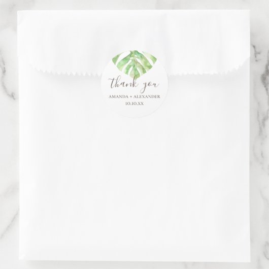 モンステラ。水の色のトロピカル結婚の感謝していあなた ラウンドシール (バッグ)