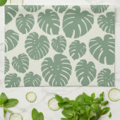 モンステラ – 緑 キッチンタオル (折り畳み)