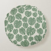 モンステラ – 緑 ラウンドクッション (裏面)