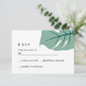 モンステラ | 緑 | 結婚式 返信 RSVP (スタンド正面)